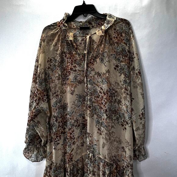 VICI Long Sleeve Floral Tiered Maxi Dress with Balloon Sleeves Large - Picture 2 of 4